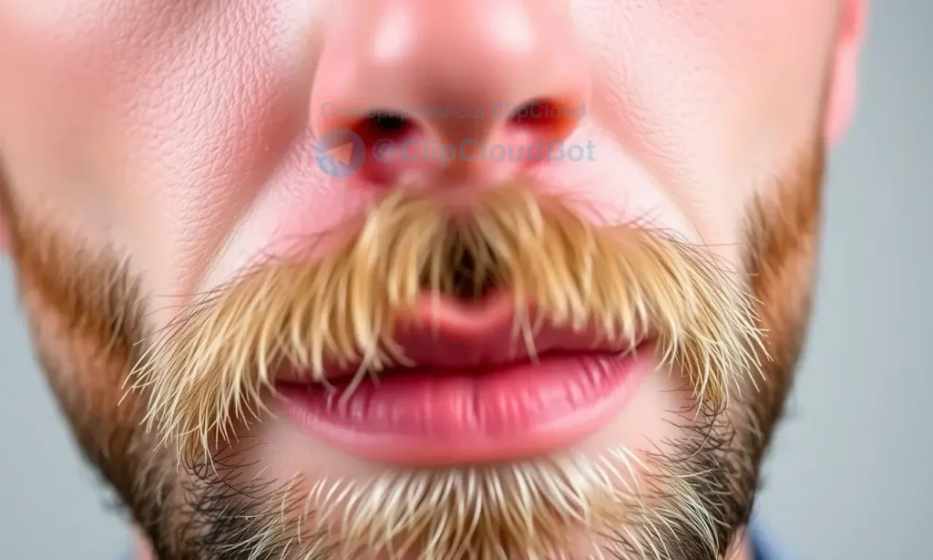 A close-up shot of a person's face with a clean, well-groomed beard. The beard is free of any wax residue, and the skin around the beard is smooth. Focus on the texture of the beard and the clarity of the skin.