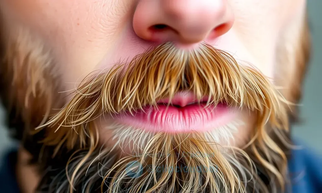 A close-up, high-quality image depicting a man's beard after 30, showing subtle changes in texture and density compared to a younger man's beard. The beard should be well-groomed but natural-looking, with a focus on healthy skin underneath. The lighting should be soft and flattering, highlighting the beard's details.
