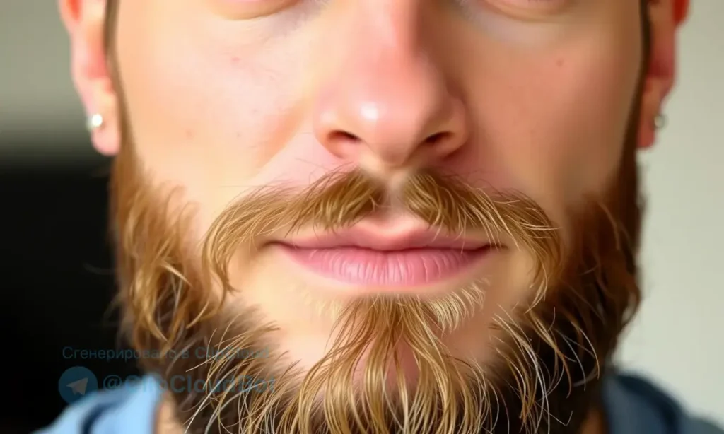 A close-up image of a man with a well-groomed beard, showcasing healthy skin underneath. The beard is neatly trimmed and styled. The man has a neutral expression, looking directly at the camera. The background is softly blurred, emphasizing the man's face and beard.