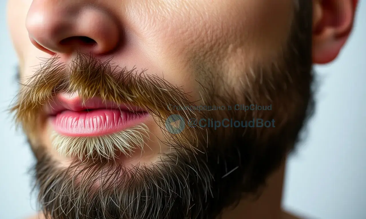 A close-up, realistic depiction of a man's face with a slightly irritated skin texture around his beard area. The focus should be on the skin and the subtle redness or slight prickling sensation. The lighting should be soft and natural, highlighting the texture of the skin.