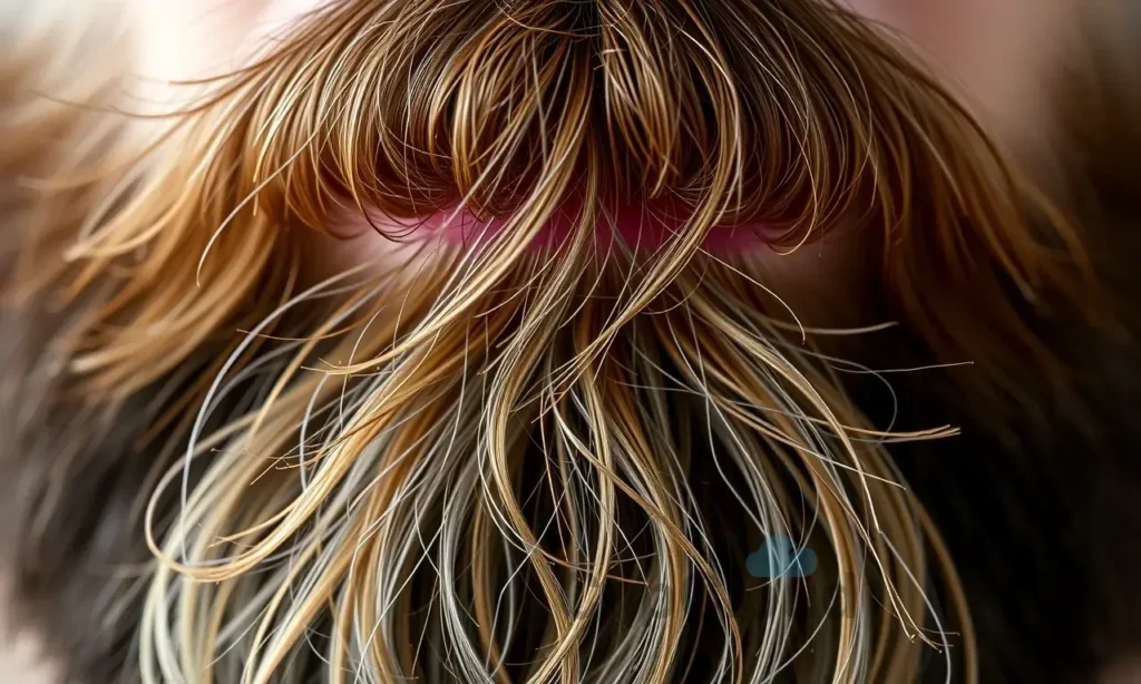 A close-up realistic portrait of a beard showing a natural gradient: dark brown or black at the roots that gradually lightens to a lighter brown or blonde at the tips. The beard should have natural texture and subtle shading, with soft, natural lighting. No text, letters, or numbers should appear in the image.