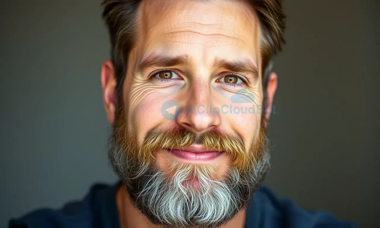 A man in his 30s with a well-groomed beard, looking directly at the camera with a slight smile. The beard is full and healthy-looking, with a subtle texture. The skin on his face is clear and shows signs of healthy aging. Soft, natural lighting.