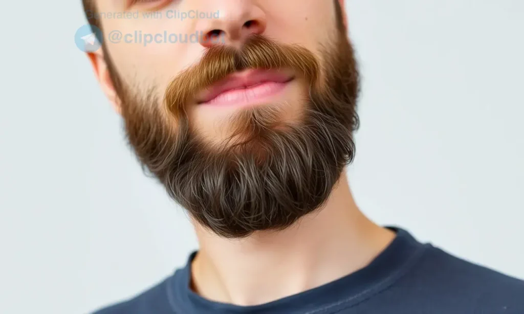 A well-groomed and obedient beard, neatly trimmed and styled, with smooth and even hair flow. The beard should appear soft and well-maintained, showcasing the result of proper care and grooming techniques.