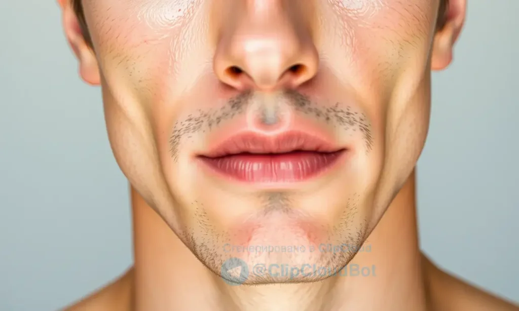 A close-up, high-quality shot of a man's face, focusing on the cheek and jawline area. The skin appears smooth, hydrated, and healthy, with a subtle sheen indicating the application of a moisturizing product. The lighting is soft and even, highlighting the texture of the skin without harsh shadows. The background is a clean, neutral gradient to keep the focus on the subject's skin condition.