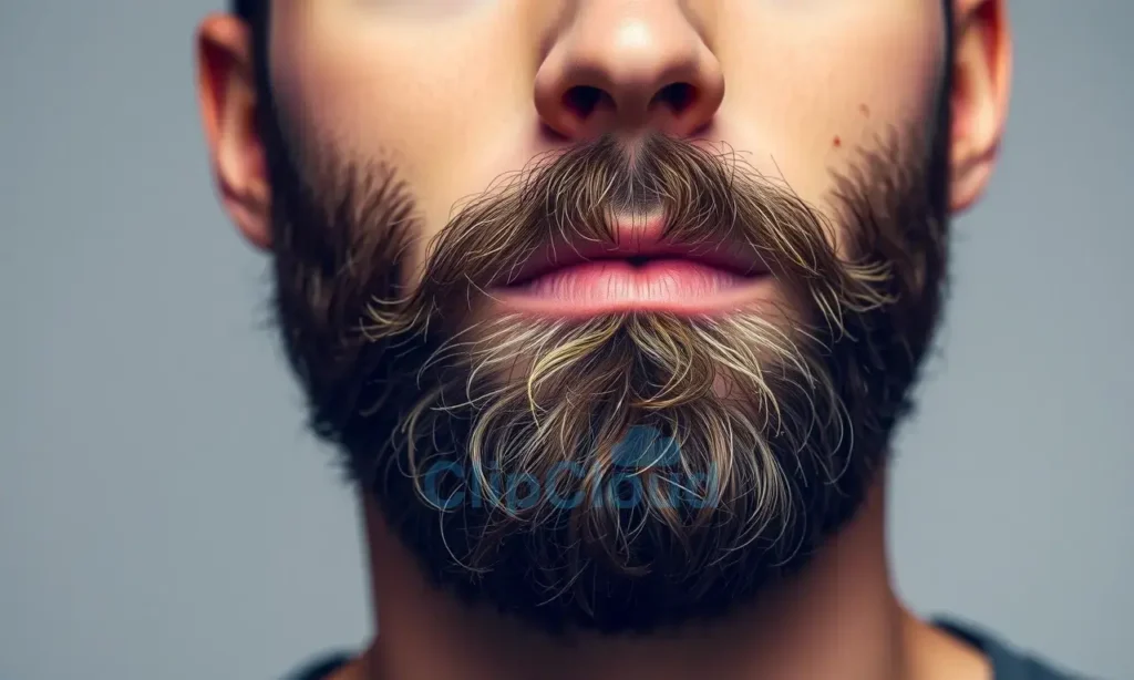 A close-up portrait of a man with a neatly trimmed beard, showcasing the texture and density of the hair. The man has a neutral expression, looking directly at the camera. The lighting is soft and even, highlighting the beard's details.