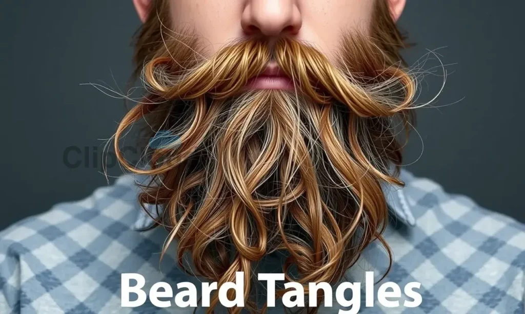 A man with a long, tangled beard showing knots and clumps, illustrating the problem of beard tangles, with clear visual emphasis on the messy, knotted texture of the beard