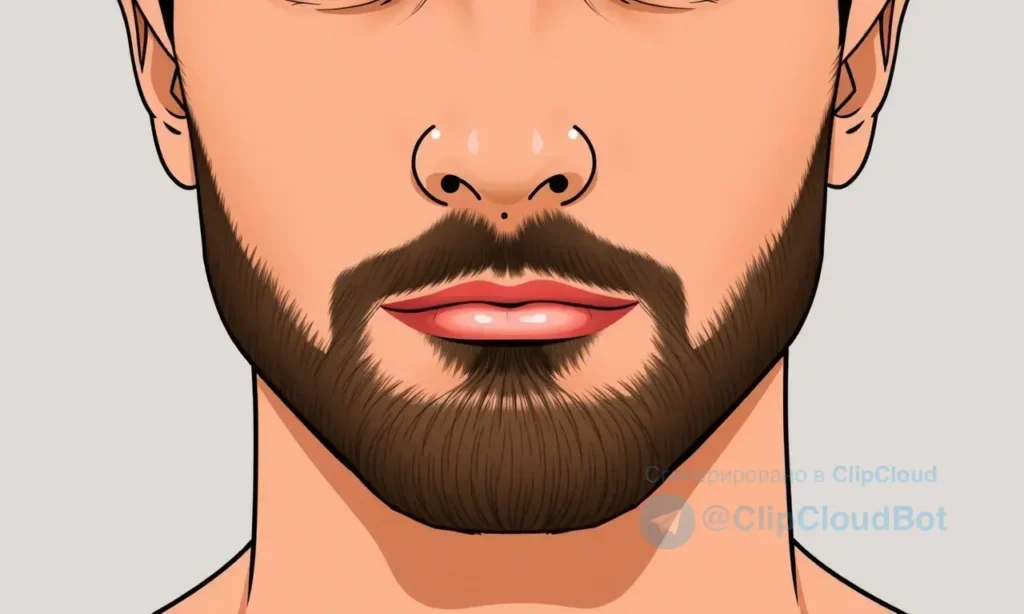 A close-up illustration showing a man's face with a beard, focusing on the skin tone difference between the beard area and the facial skin, demonstrating how to achieve even skin tone under the beard