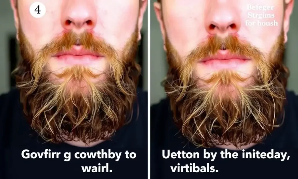 A man with a beard showing common grooming mistakes: uneven growth, stray hairs sticking out in different directions, and a messy, unkempt appearance, illustrating why the beard looks unruly and needs proper care