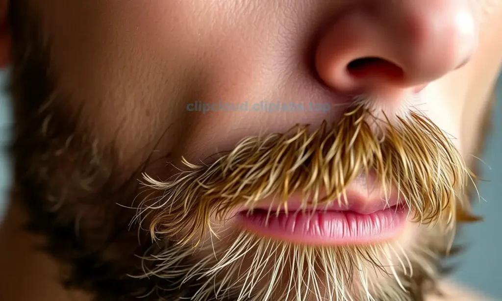 A close-up of a man's face with a beard, showing dry skin texture, subtle flakiness, and natural lighting highlighting skin condition, realistic detail, neutral background