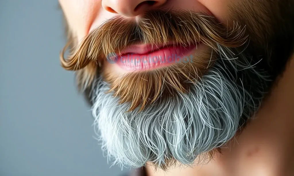A close-up, high-quality shot of a well-groomed man's face, focusing on his clean, shiny beard. The beard should appear perfectly maintained with no visible wax residue or greasy film, reflecting the 'ideal beard without film' concept. The lighting should be bright and professional, highlighting the texture and health of the facial hair.