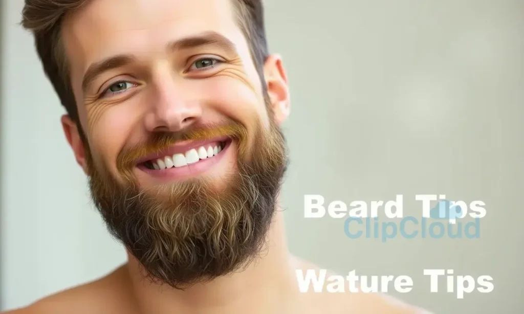 A man with a neatly trimmed beard, looking refreshed and well-groomed after waking up. The image should show a clean, tidy beard with no stray hairs, emphasizing proper grooming. The man should be smiling, showing confidence and satisfaction with his appearance. Soft lighting, natural background, and a calm atmosphere to highlight the effectiveness of beard care tips.