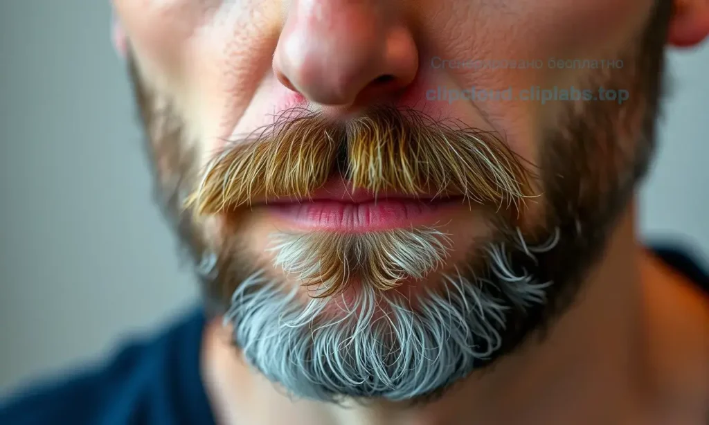 A close-up, high-quality portrait of a man in his late 30s with a sparse, patchy beard that is visibly growing in. The image should highlight the texture of the skin and the individual hairs to illustrate the concept of slow beard growth and age-related changes in follicles. The lighting should be soft and natural, focusing on the facial features.