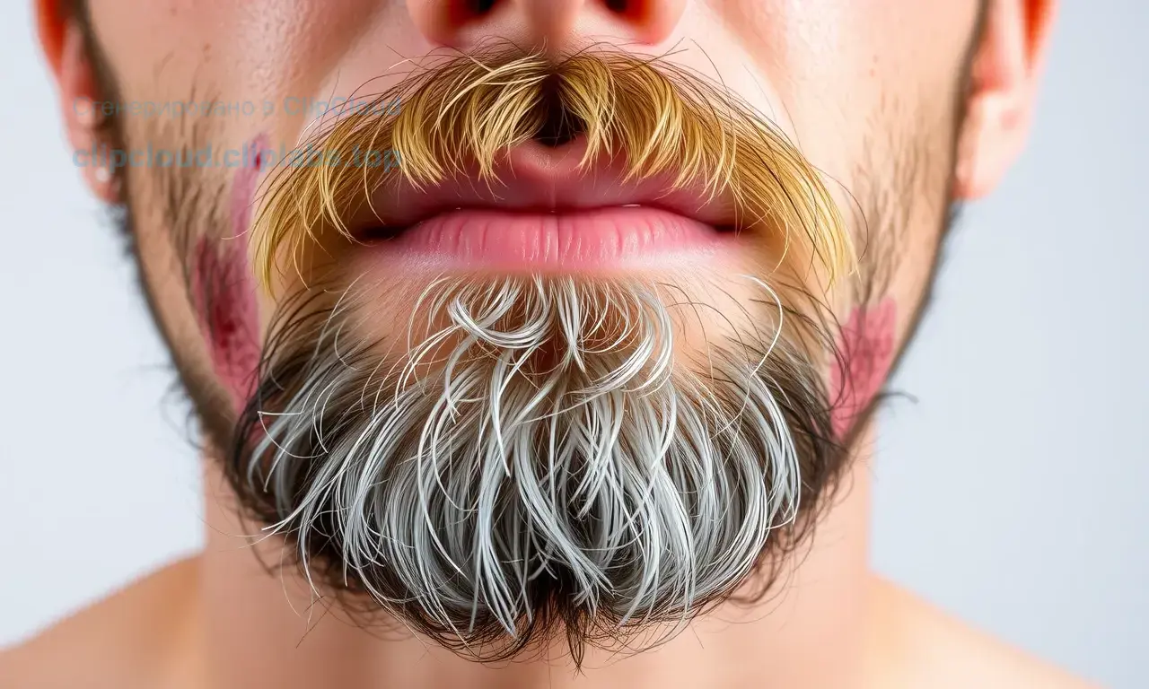 A person's beard area showing redness and irritation, with visible allergic reaction symptoms such as swelling and small bumps, against a neutral background