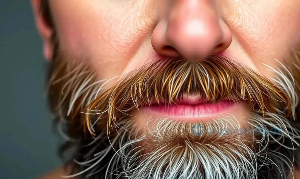 A close-up portrait of a mature man with a well-groomed beard, showcasing healthy skin and hair. The image should highlight the natural texture and shine of the beard, with smooth and hydrated skin. The man should have a confident and relaxed expression, emphasizing the care and attention given to his beard and skin.