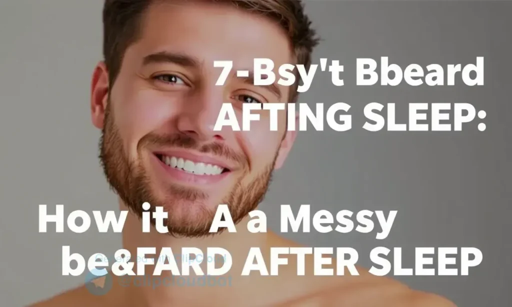 A man with a neatly trimmed beard, looking refreshed and well-groomed after waking up. The image shows a clean, tidy beard with no stray hairs, symbolizing a well-maintained morning routine. The man is smiling confidently, representing the solution to the common problem of a messy beard after sleep.