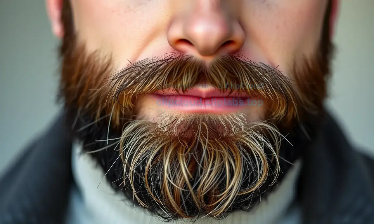 A close-up portrait of a man with a well-groomed beard, looking calm and confident. The image should convey a sense of smoothness and care, illustrating the result of removing static from a beard in winter. The lighting should be soft and natural, highlighting the texture of the beard without any frizzy or flyaway hairs.
