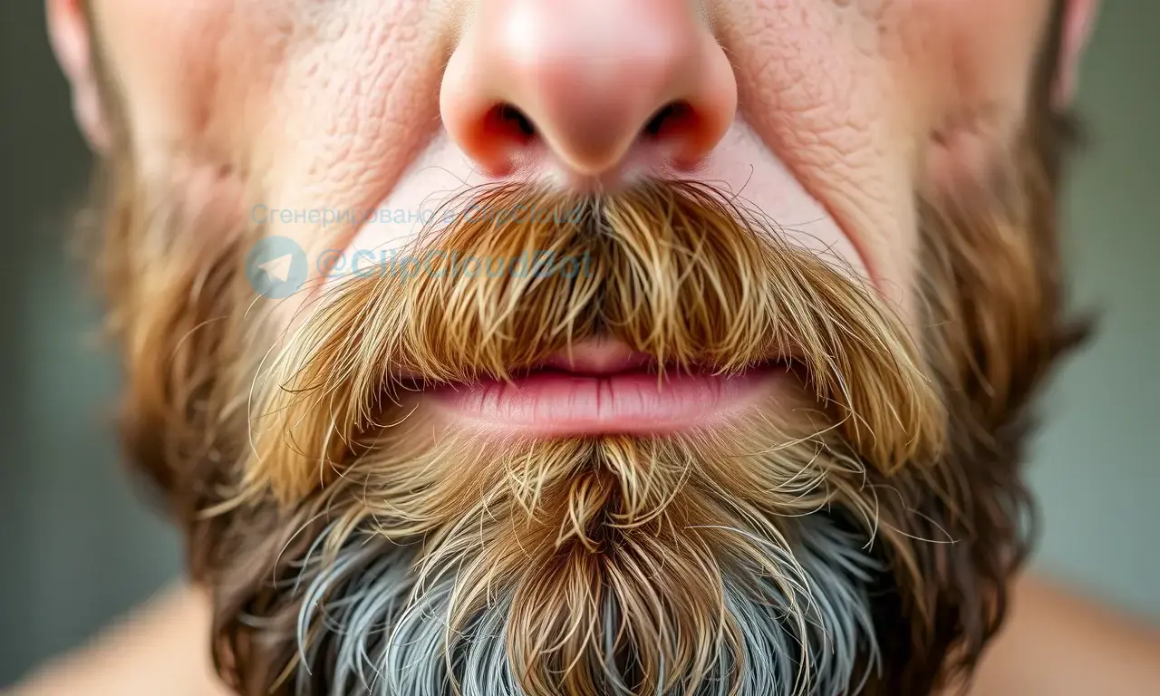 A close-up portrait of a man with a healthy, well-groomed beard. The man has dry, slightly textured skin, but it appears healthy and not irritated. Focus on the beard's texture and density, showcasing a natural, slightly dry appearance. Soft, natural lighting.