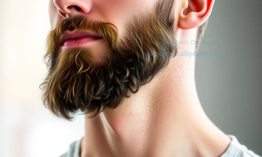 A well-groomed man with a neatly trimmed beard showing proper beard care, smooth and shaped without stray hairs, demonstrating correct maintenance techniques, clean and tidy appearance, natural lighting, realistic detail, high quality