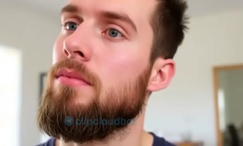 A man with a neatly trimmed beard, looking well-groomed and styled, standing in a well-lit room, showing the beard's texture and shape after grooming, with no visible signs of being unkempt or messy