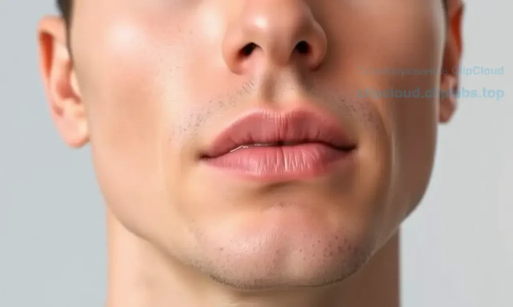 A close-up, high-quality shot of a man's face showing smooth, hydrated skin on his cheeks and neck, contrasting with a slightly dry patch near the jawline to illustrate the problem. The lighting is soft and professional, highlighting the texture of the skin. The overall mood is informative and clean, suitable for a beauty or grooming article.