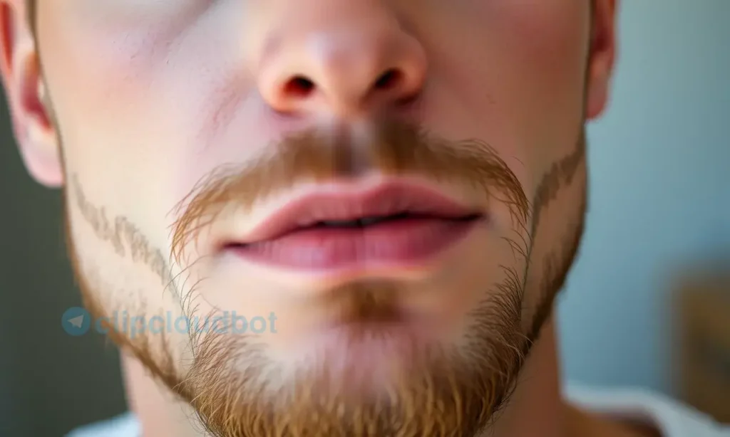 Close-up portrait of a man with a well-groomed beard. The focus is on the skin under the beard, showing healthy, hydrated skin. Soft, natural lighting. The background is blurred, suggesting a spa or grooming setting. The overall impression is one of healthy skin and careful grooming.