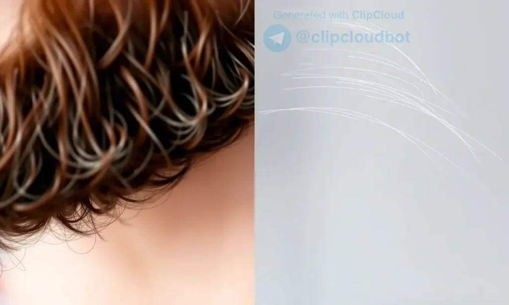 Close-up of a well-groomed beard and head of hair, side-by-side comparison highlighting the texture difference. The beard should appear dense and slightly coarser, while the hair should look smoother and finer. Focus on the individual strands and their distinct characteristics. Natural lighting, neutral background.