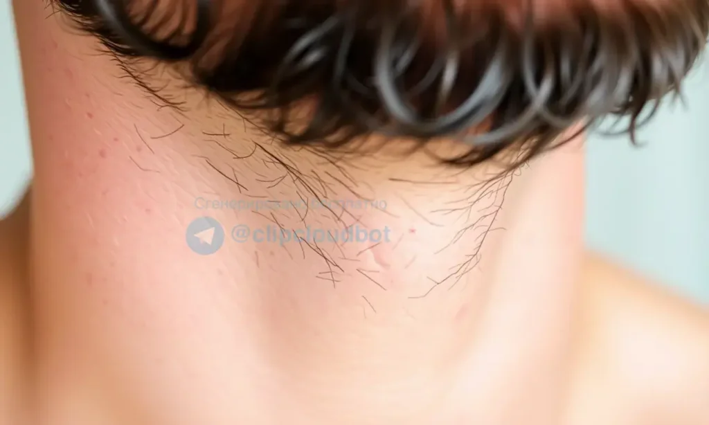 Close-up image of a man's chin and jawline. The skin under his beard shows subtle flaking or dryness. Focus on the texture of the skin, highlighting the dryness without being overly dramatic. Soft, natural lighting.