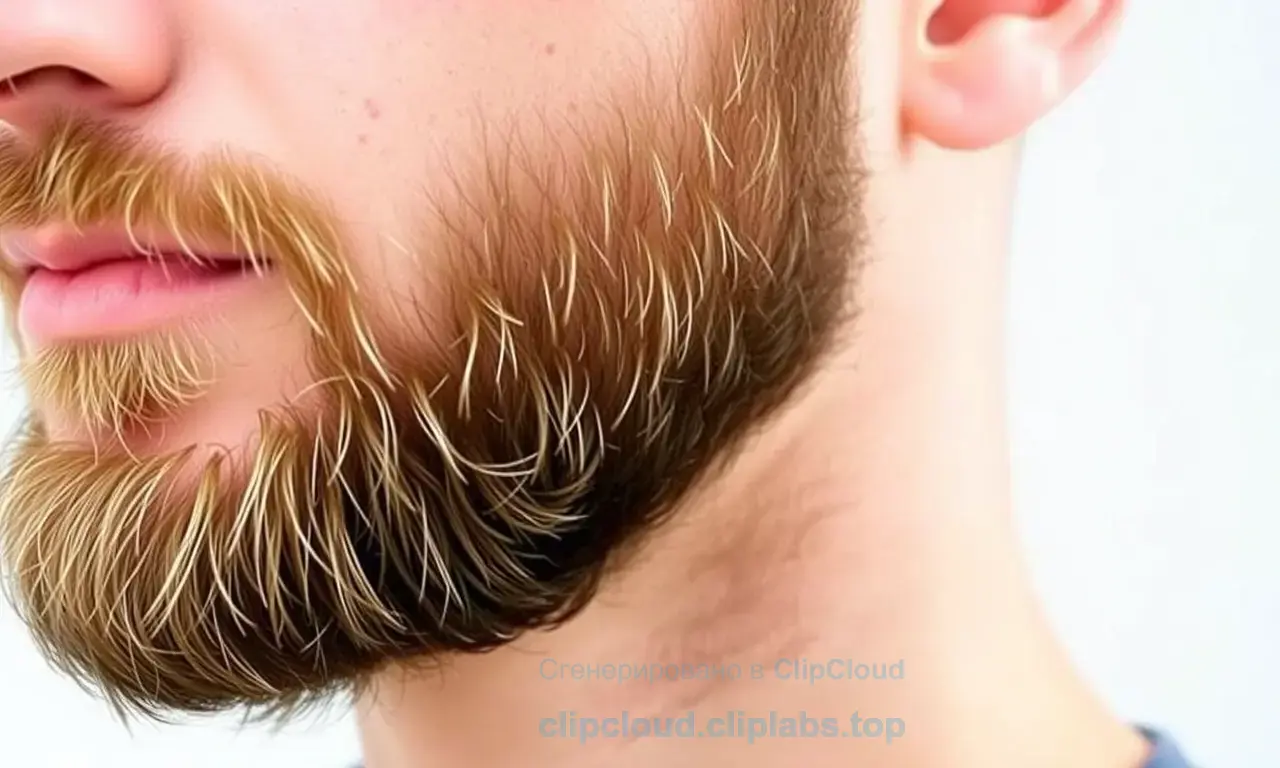 A man with a neatly trimmed beard, showing smooth and even hair growth without any visible bumps or inflammation. The beard appears well-groomed, healthy, and free from irritation, with soft skin texture and no redness or ingrown hairs.