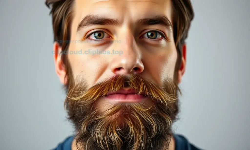 A close-up, high-quality portrait of a well-groomed man with a thick, healthy beard, looking directly at the camera with a confident expression. The lighting is soft and warm, highlighting the texture and moisture of the beard, suggesting it is well-moisturized and not dry or brittle. The background is a clean, neutral studio setting to keep the focus on the subject's facial hair.