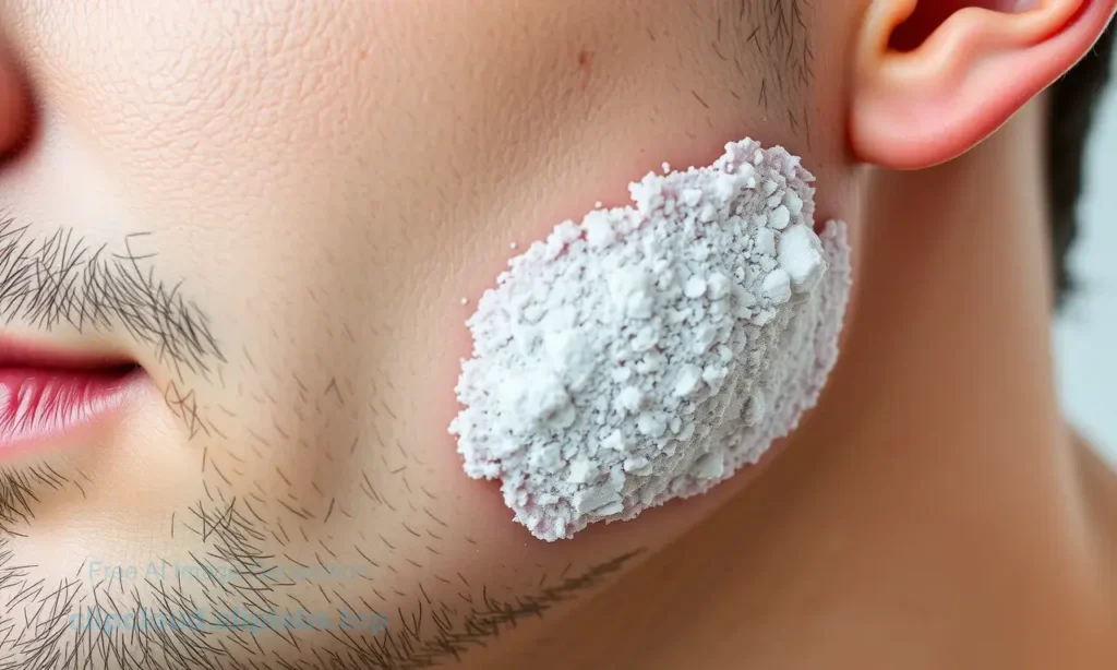 A close-up, high-quality shot of a man's cheek and jawline, showing the contrast between smooth, healthy skin and an area of dry, flaky skin caused by shaving. The focus is on the texture of the dry patch to illustrate the problem described in the title.