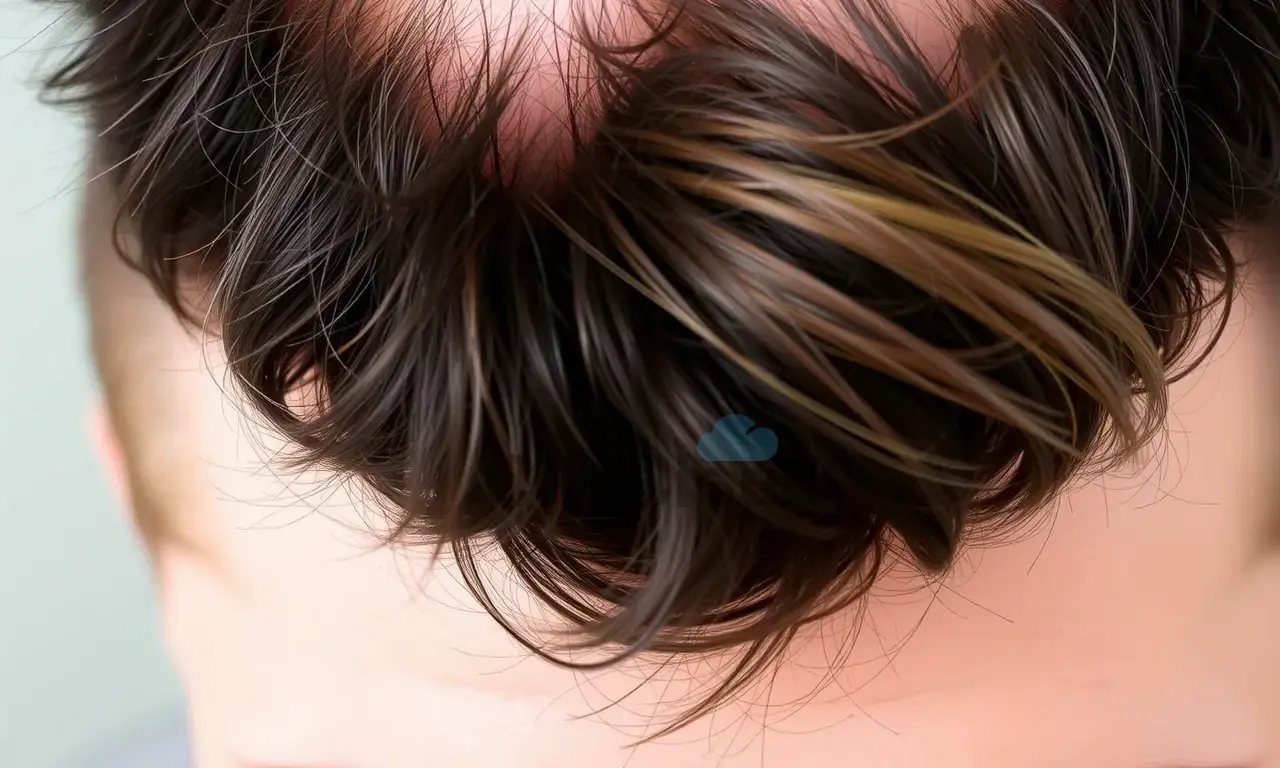 A close-up comparison of a thick, coarse beard and fine hair on a person's head. The beard should be dark brown or black, and the hair should be light brown or blonde. Focus on the texture difference, highlighting the beard's roughness and the hair's smoothness. The background should be blurred and neutral.