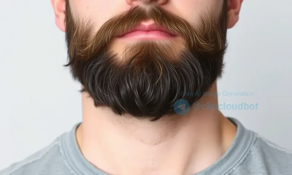 A well-groomed, neatly trimmed beard on a man's face, showing attention to detail in grooming, with clean lines and even length, set against a neutral background to emphasize the beard's texture and style