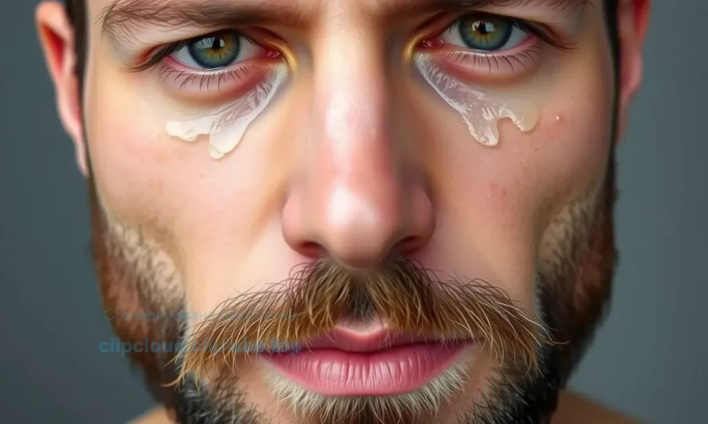 A close-up of a man's face showing oily skin under a beard, with a subtle sheen on the skin, clean and natural lighting, no text or symbols, realistic skin texture, neutral background
