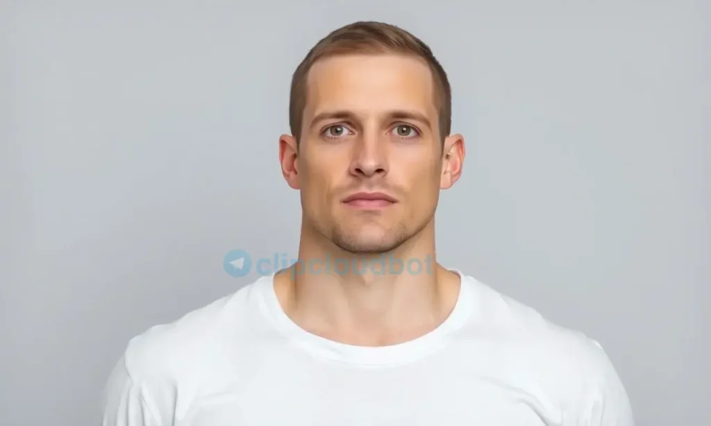 A clean-shaven man with a neutral expression, wearing a simple white t-shirt, standing against a plain light gray background. The focus is on his clean-shaven face and upper lip area where a faint, almost invisible scent trail is visualized as a subtle, translucent wavy line in pale blue, suggesting an invisible odor. No text, no letters, no digits, no facial hair, no other people, no logos, no complex background details.