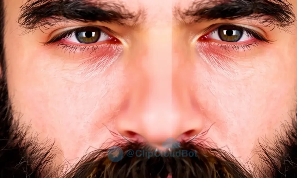 A person with a beard showing darker skin under the beard compared to the face, with a focus on the contrast between the two areas. The image should depict a realistic human face with a beard, highlighting the difference in skin tone without any text or labels.