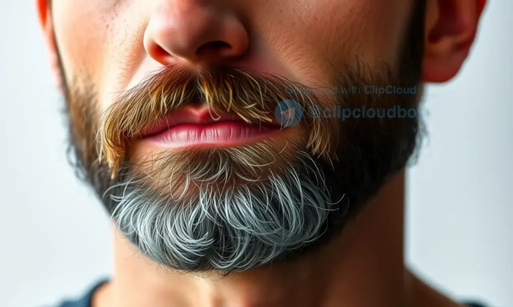 A close-up of a man's face showing a well-groomed beard with a subtle hint of smoke or ash, clean hair, natural lighting, realistic skin texture, no text or symbols, no logos, no numbers, no words