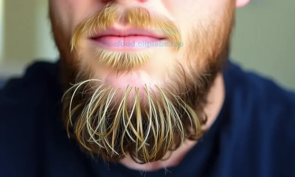 A man with a neatly trimmed beard preparing for beard growth, showing the beard area with visible hair follicles and skin texture, clean and healthy appearance, natural lighting, realistic style