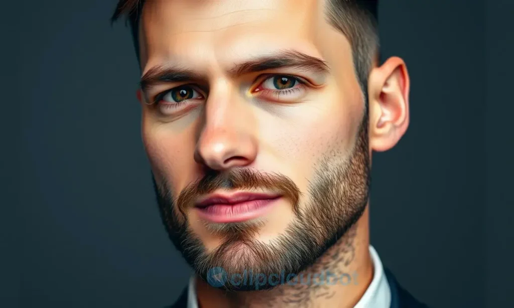 A well-groomed man with a smooth, sleek beard styled elegantly, clean-shaven cheeks, neat beard line, professional appearance, soft lighting, realistic detail, no text or symbols