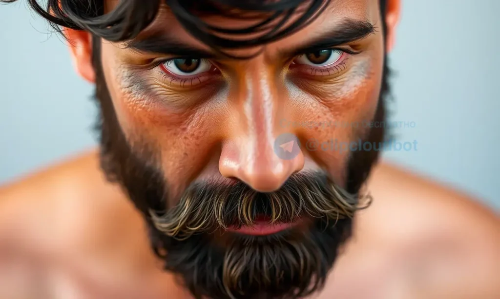 A person with a beard showing darker skin under the beard compared to the face, with a focus on the contrast between the two areas. The image should depict a natural, realistic scenario without any text or numbers. The style is predefined as 'HQ-1280-720-h'.