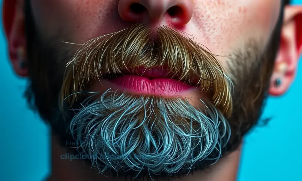 A close-up of a human male face showing natural hair color variation on the beard, with darker pigmentation at the roots and lighter tones toward the ends, realistic lighting, high detail, no text or symbols