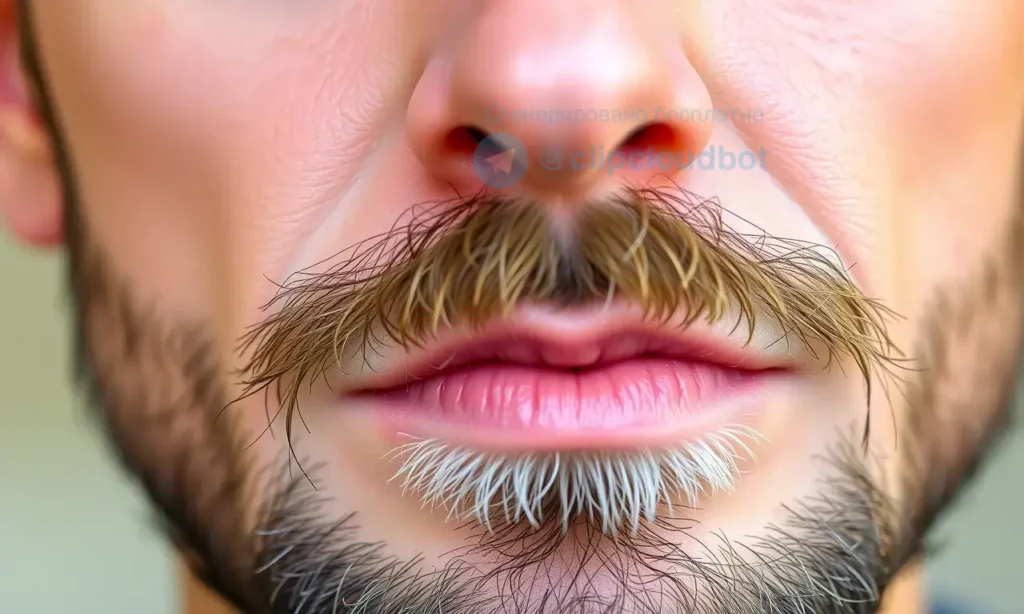 A close-up of a man's face showing patchy and uneven beard growth, with some areas having sparse stubble and others fuller growth, natural skin texture visible, soft daylight lighting, realistic portrait style