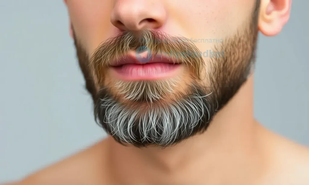 A close-up portrait of a man with a well-groomed beard, showing subtle signs of early graying at the beard roots, soft natural lighting, realistic skin texture, neutral background, no text or symbols, no accessories
