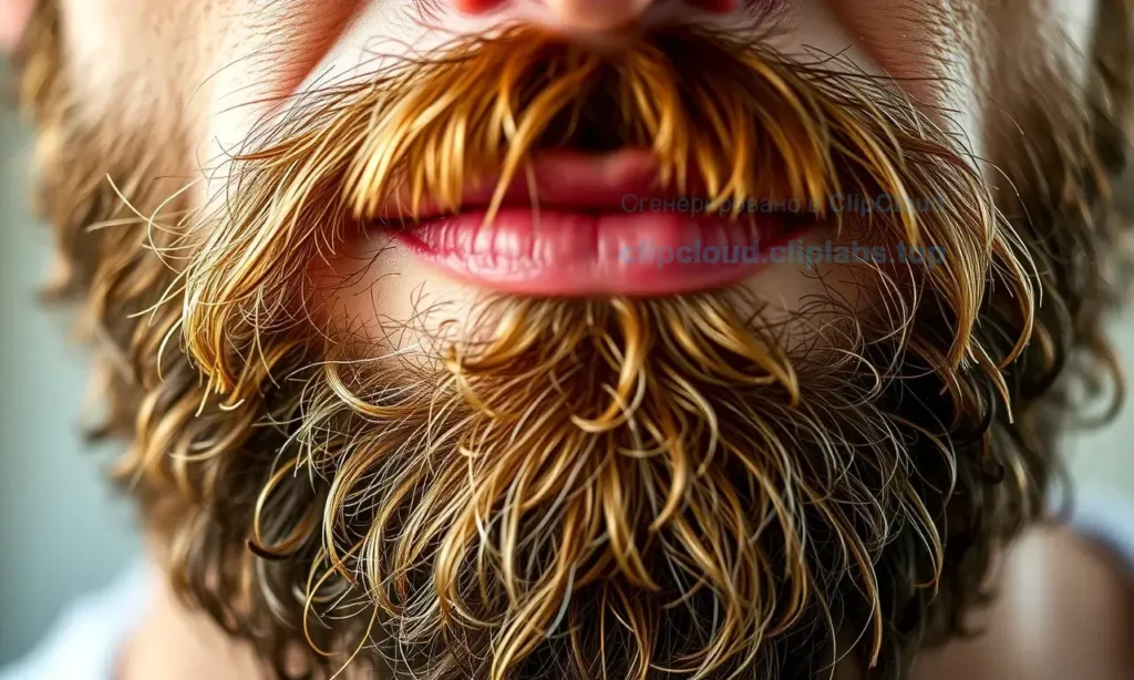 A close-up of a man's beard growing in uneven clumps and patches, showing irregular hair growth patterns with visible sparse areas and short uneven strands, natural lighting, realistic skin texture, detailed facial hair detail, no text or symbols on face