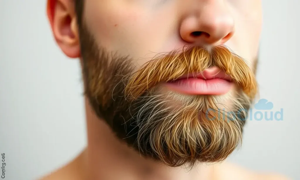 A close-up of a well-groomed man's beard that looks soft and pleasant to the touch, with a subtle sheen indicating smoothness, set against a clean, neutral background; the image should convey a sense of comfort and personal care, with natural lighting that highlights the texture without any harsh shadows or reflections