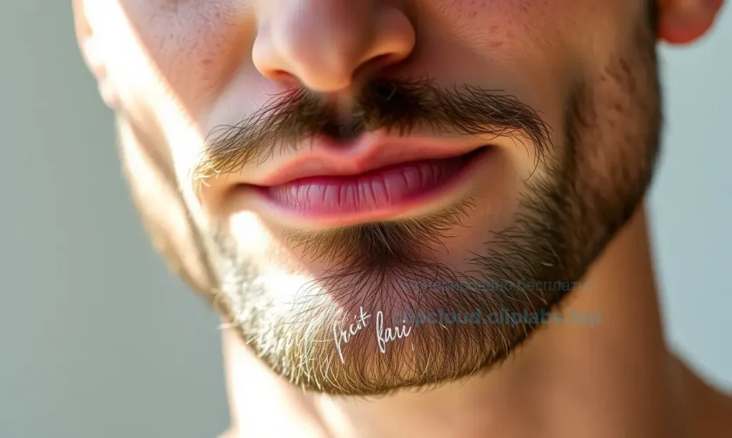 A close-up of a man with a well-groomed beard, clean-shaven cheeks showing healthy skin, gentle sunlight highlighting smooth facial skin texture, subtle natural lighting, realistic skin pores and fine hair details, no text or symbols on face, no makeup, no harsh shadows, no acne or blemishes visible