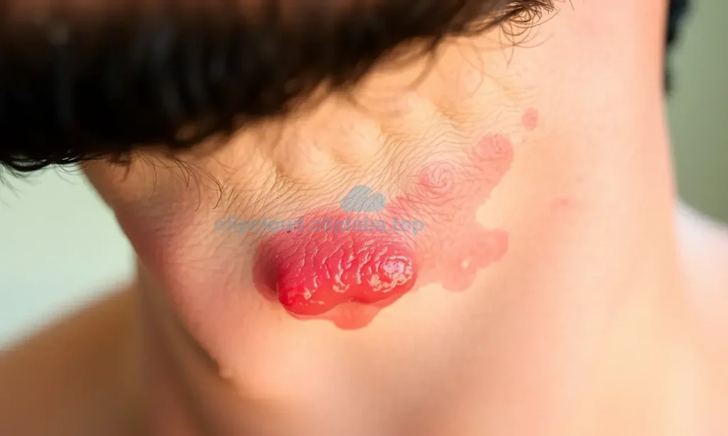 A close-up of a man's beard area with slightly reddened skin after using beard oil, showing subtle irritation without any visible rash or text, natural lighting, realistic skin texture, focus on the skin condition only
