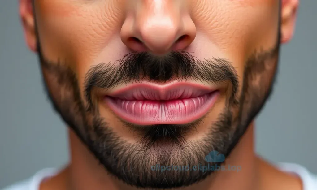 A close-up of a man's face with a beard, showing darker skin under the beard compared to the face. The image should depict natural skin tones, subtle shadows, and realistic textures to highlight the contrast between the beard area and the rest of the face. Avoid any text, numbers, or logos.