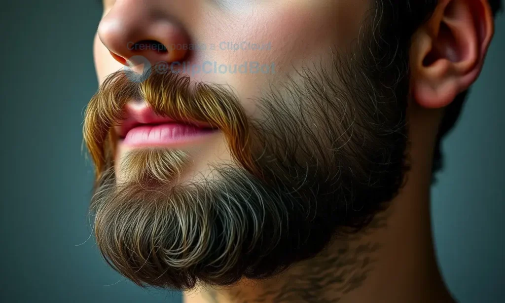 A close-up portrait of a man with a beard, showing the roots of the beard darker and the tips lighter, realistic lighting, high detail, natural colors