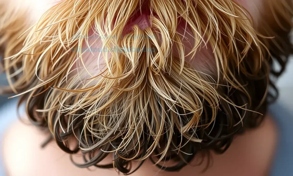 A close-up of a man's beard with coarse, stiff hair strands, showing visible texture and roughness, natural lighting, realistic detail, no text or symbols