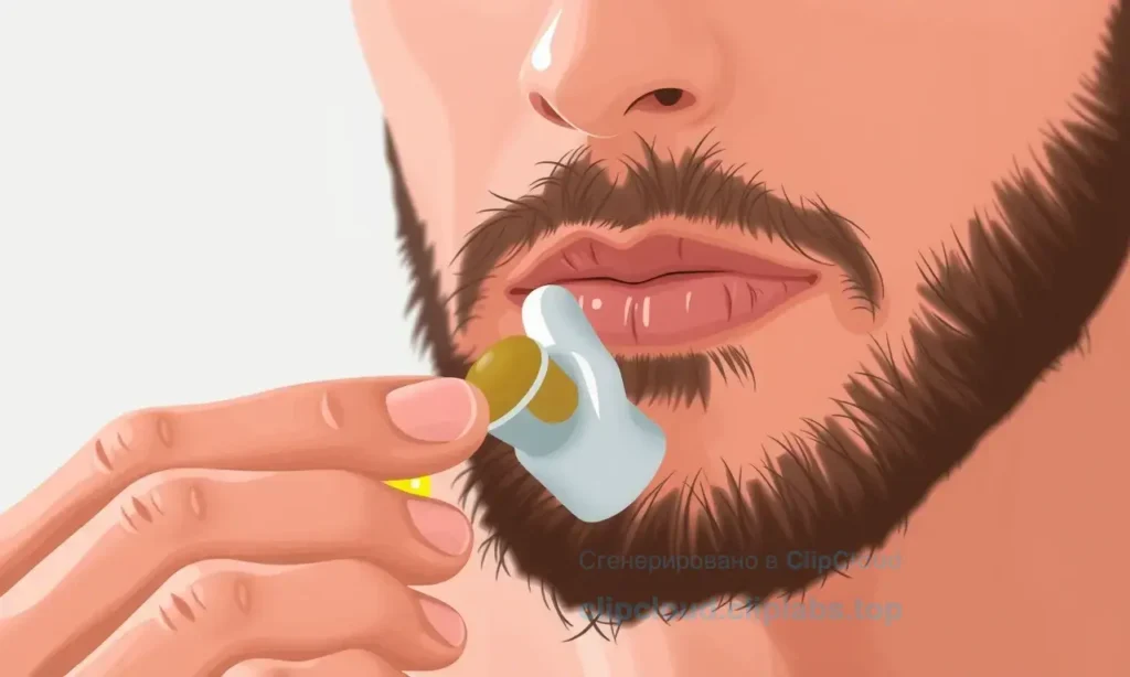 A close-up illustration of a man with dry, sensitive skin gently applying beard oil to his face, showing calm and careful care, with visible healthy skin texture and a soft, natural beard growth, emphasizing gentle touch and hydration, no text or numbers